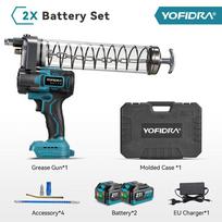 YOFIDRA 15000PSI 103Mpa Elektrinis tepalo pistoletas Aukšto slėgio tepalinės alyvos purškimo mašina Tepalo pistoletas, skirtas Makita 18V akumuliatoriui Pin 2 Battery 1EU Plug