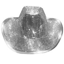 Glitter Mirror Disco Cowboy Hat Stunning Disco Balls Hat Mirror Hat  DJs Hat 1 sidabras