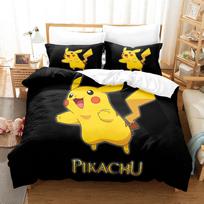 Cartoon Anime Pokemons Bedding Set Kawaii Pikachu Duvet Cover Set Quilt Cover Pillowcase Kids Bed Set Twin Queen King Size 135x200cm yellow