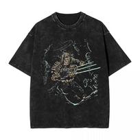 Resident Evil 4 Leon & Ashley Apsauginė Scena Vintažiniai Išplauti Žaidimo Marškinėliai, Unisex Išgyvenimo Siaubo Žaidimo Gerbėjų Gatvės Apranga T-shirt, 100% Medvilnės Laisvalaikio XXL dramblio kaulas