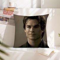 Actor Damon Salvatore Pillow Case Square Pillow Cushion Cover Bedroom Sofa Room Decoration Casual Pillow Cover 40x40 cm black