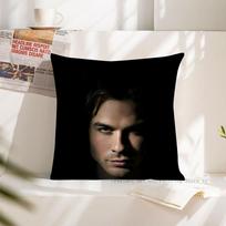 Actor Damon Salvatore Pillow Case Square Pillow Cushion Cover Bedroom Sofa Room Decoration Casual Pillow Cover 40x40 cm white