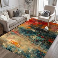 Abstraktus minkštas flanelinis kilimas Modernūs svetainės kilimai Virtuvės, vonios, prieškambario plaunami kilimai Dėmėms atsparūs dideli kilimėliai 100x150cm
