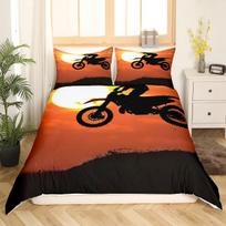 3D Printed Extreme Sports Bedding Set Dirt Bike Duvet Cover Double Twin Full Queen King Adult Kids Bedclothes Quilt Cover 135x200cm black