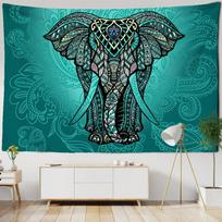 India Mandala Tapestry Elephant Buddha Aesthetic Wall Hanging Print Boho Decor Vintage ation Psychedelic Home  Room 70X100cm black