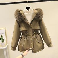 Padded Clothes Korean Version Loose Thickened Padded Jacket Winter Big Fur Collar Short Padded Jacket 3XL tamsiai ruda spalva