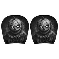 2PCS Universal Car Headrest Cover Ghost Face Print Elastic Stretch Pillow Protector Style D China Mainland gray