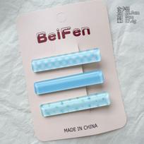 Powder Blue Dopamine Girl Hair Clip Set: Elegant Side Bangs & Flyaway Clips gray