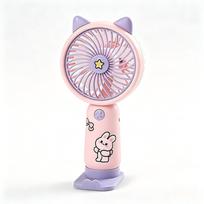 Xiaomi Handheld Fan Rechargeable Portable 3 Speed Mini Fan USB Small Fan with Phone Holder and Cute Sticker rožinė