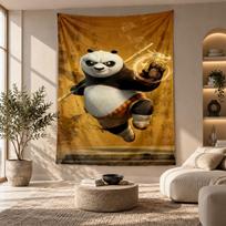 Decorative Tapestry,Kung Fu Panda Printed Wall Art, Lightweight Wall Hanging For Bedroom Background 100cmx150cm beige