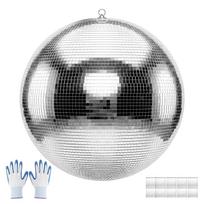VEVOR Mirror Disco Ball 600 mm Silver Reflective Ball with Hanging Ring, for Party Home Decoration Stage Props DJ Dance Club, 2 Mirror Tile Sizes