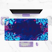 Watercolor Dragonfly Floral Blossom Art Pattern Design Esports Mouse Pad Natural Rubber Nonslip Large Size 800x300x2mm blue