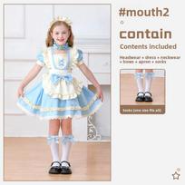 Children's Maid Dress Costume, Lolita Style, Polyester, Short Sleeve, Ruffles, Bows, Available in Blue or Black 120cm beige
