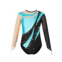 Gimnastikos triko mergaitėms Blizgantis blizgantis baleto šokių sportinis triko ilgomis rankovėmis 11-12 Years turkis