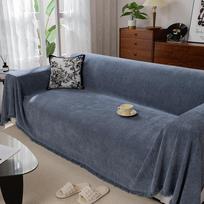 Chenille Sofa Towel, Universal Herringbone Pattern Sofa Cover for All Seasons, Anti-cat Scratch Sofa Cover Cloth, Green Leather Sofa Cover Blanket 180*130cm gray
