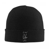 Logo Lil Peep Warm Knitted Cap Fashion Bonnet Hat Autumn Winter Outdoor Beanies Hats for Men Women Adult One Size black