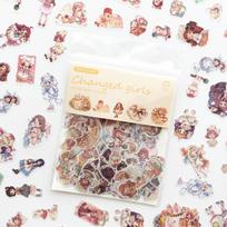 100pcs/pack Adorable Kawaii Cat Green Plant Stickers Journal Decorative Stickers Scrapbooking Diary Writing Materials Albu Practical Use beige
