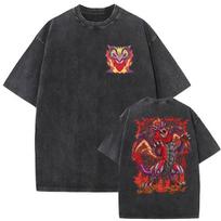 Vintage Washed Monster Hunter Teostra The Emperor of Flame T Shirt Men Women Game Cosplay Fashion Clothing Short Sleeve T-shirt 3XL black