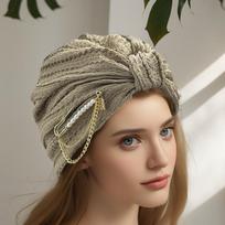 Turban Cap for Women Breathable Head Wraps Bonnet Muslim Under Scarf Hat Chemo Hat gray