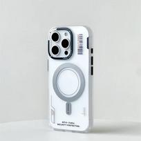 Skin Touch Magnetic for MagSafe Phone Case For iPhone 13 15 14 16 Pro Max Wireless Charging Bar Code Matte Hard PC Armor Cover For iPhone 15ProMax white