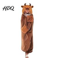 Coral Fleece Shawl Wrap Halloween Wearable Blanket Hoodie Cozy Hooded Highland Cow Cape Soft brown