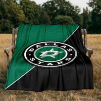 Dallas Hockey Team Blanket Flannel Throw for Sofa, Indoor, Camping, Living Room, Office, Chair, And Bed Soft Birthday Gift 130cmx150cm black