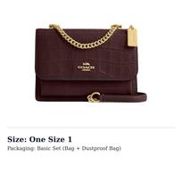 COACH Klare Crocodile Embossed Leather Shoulder Bag, Crossbody Bag Small Women's Merlot Red CC840-IMMER One Size 1 black