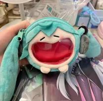 Hatsune Miku Anime Q Version Kawaii Figure Multi Functional Plush Mini Bag Headphone Bag Pocket Coin Purse Gifts red