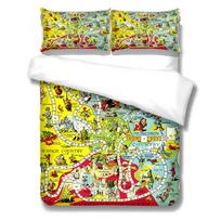World Nautical Map Duvet Cover Set King Queen Double Full Twin Single Size Bed Linen Set AU Single 140*210cm/55x83in 3pcs