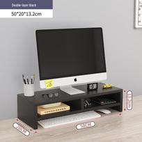 Riser Monitor Desktop Stand Computer Office Storage Shelf Double layer black