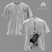 Jujutsu Kaisen Fushiguro Toji Double Print Acid Wash Oversized T-shirt S gray
