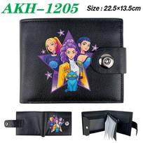 K-Pop Demon Hunters Wallet Black Soft Leather Snap Closure with Zipper Coin Pocket 1pcs Pay by deduction black