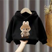 Kids Hoodie Labubu Cute Cartoon Doll Character Print Long Sleeve Sweatshirt Autumn Winter Casual Sport Pullover Tops for Daily Outdoor Activities 160 juoda