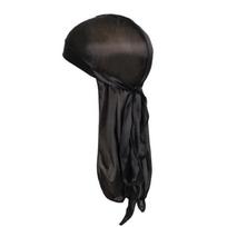 100% gryno šilko pirato kepurė 19 Momme Unisex gatvės šokio galvos apdangalas Apsauga nuo UV spindulių Reguliuojama su ilgu galu kepurė 19mm Silk Pirate Hat Black black
