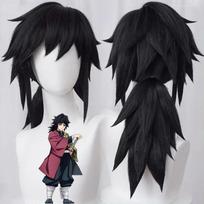 Kamado Tanjiro, Agatsuma Zenitsu, Kanroji Mitsuri, Tomioka Giyu, Tokito Muichiro Halloween Anime Character Cosplay Wigs Wigs only black