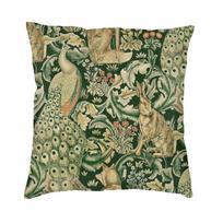 Prabangi lapės ir kiškiai William Morris dizaino pagalvės užvalkalas 45x45cm Aksominis gėlių tekstilės raštas Mesti pagalvę dėklas Automobilio pagalvės užvalkalas 30x30cm 12x12in black