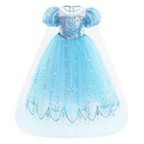 Ledinė Elza ir Pelenės princesės suknelė - Vaikų Helovino suknelė, Pavasario ir rudens stilius 140 cm blue