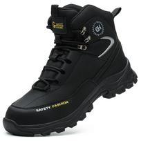 Slip Resistant Safety Shoes Anti-Puncture Anti-smash Work Sneakers Adjustable Construction Work Shoes Steel Toe Boots for Men 36 black