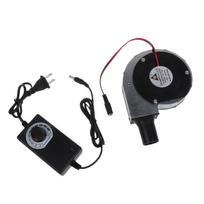BBQ Fan Air Blower DC 12V Powered Large Air Flow 110V 220V AC Powered Fan Variable Speed Controller Picnic Barbecue 1 gray
