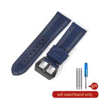 Breathable Canvas Bracelet 22 24 26mm for Panerai PAM111 PAM441 PAM985 Men's Nylon Watch Accessories Black Blue Watchband 26mm blue