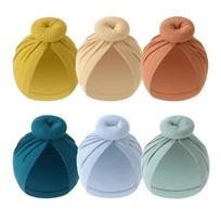 6pcs/Pack Soft Bonnet Caps for Baby Infant Newborn Turban Hat Hospital Nursery Hat Bun Knot Beanies Caps Bonnet Caps beige