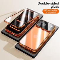 360 Aliuminio Metalo Dvipusis Stiklinis Užsegamas Dėklas iPhone 17 16 15 14 13 12 11 Pro Max Plus Pilna Objektyvo Apsauga Telefonui For iPhone 17