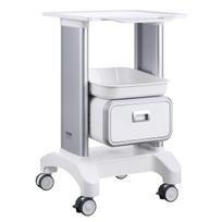 2 Tiers Lab Carts Mobile Medical Cart with 1 Drawer & 1 Top Tray White