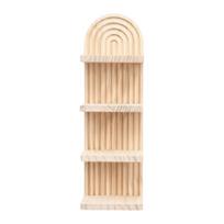 4 pakopų medinės sieninės lentynos Ovalus sriegiuotas Geometrinis Boho stiliaus stovas Natūralus Minimalistinis Sieninis lentynos Sienos dekoracija beige