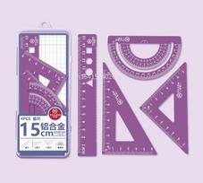 4 vnt / rinkinys Aliuminio liniuočių rinkinys Metalo / plastiko / minkštos geometrijos Matematika Piešimas Kompasas Kanceliarinės liniuotės Matematinės mokyklos violetinė