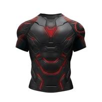Men's short-sleeve compression t-shirt, suitable for Brazilian jiu-jitsu training and gym workouts. 6XL black