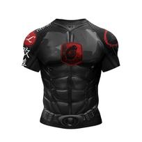 Men's short-sleeve compression t-shirt, suitable for Brazilian jiu-jitsu training and gym workouts. 3XL black