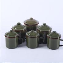 Klasikinė nostalgijos emalio arbatos puodelis su rankena, didelės talpos 9 cm open cup