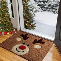Water-absorbing Christmas Door Mat Santa Claus Design Christmas Decor Bathroom Mat Gingerbread Man Pattern Foot Mat Bathroom Use gray