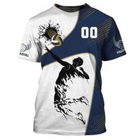 New volleyball uniform personalized customization name unisex 3D print men's T-shirt fashion shirt athlete quick drying clothes M black